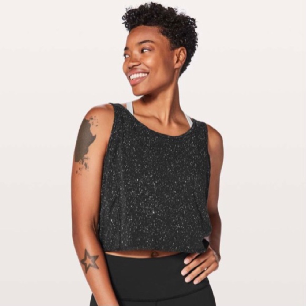 lululemon athletica Black Sequin Crop Tank Top
